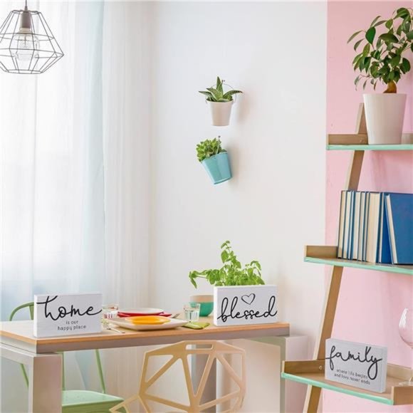 3 Pieces Family Home Blessed Rustic Wood Sign Mini Wood Decorative Signs - Picture 5 of 6